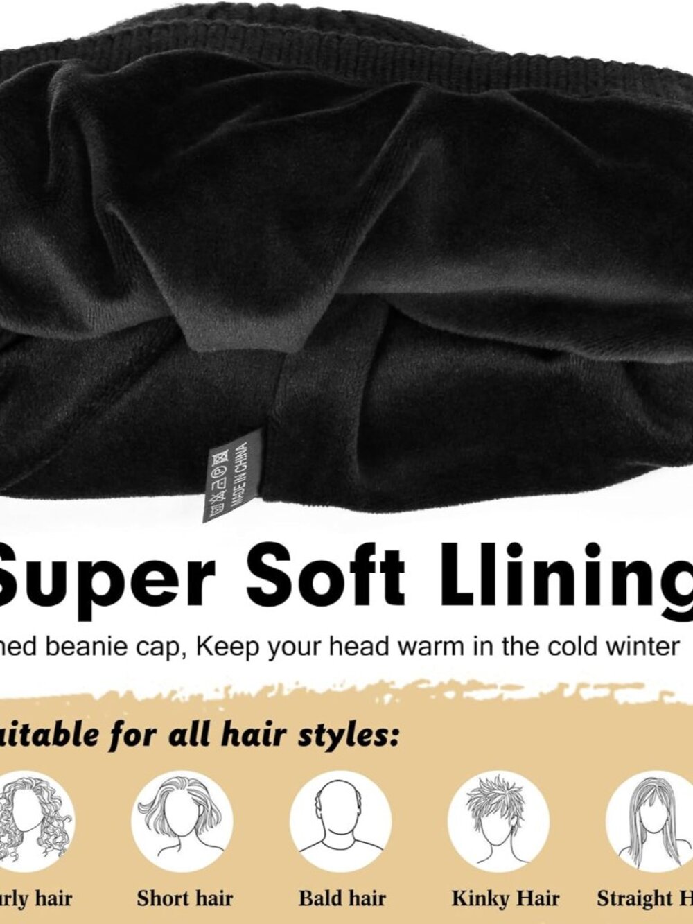 Winter Beanie for Men Women, Fleece Lined Beanie Soft Warm Knit Hat Ski Stocking - Picture 2 of 6